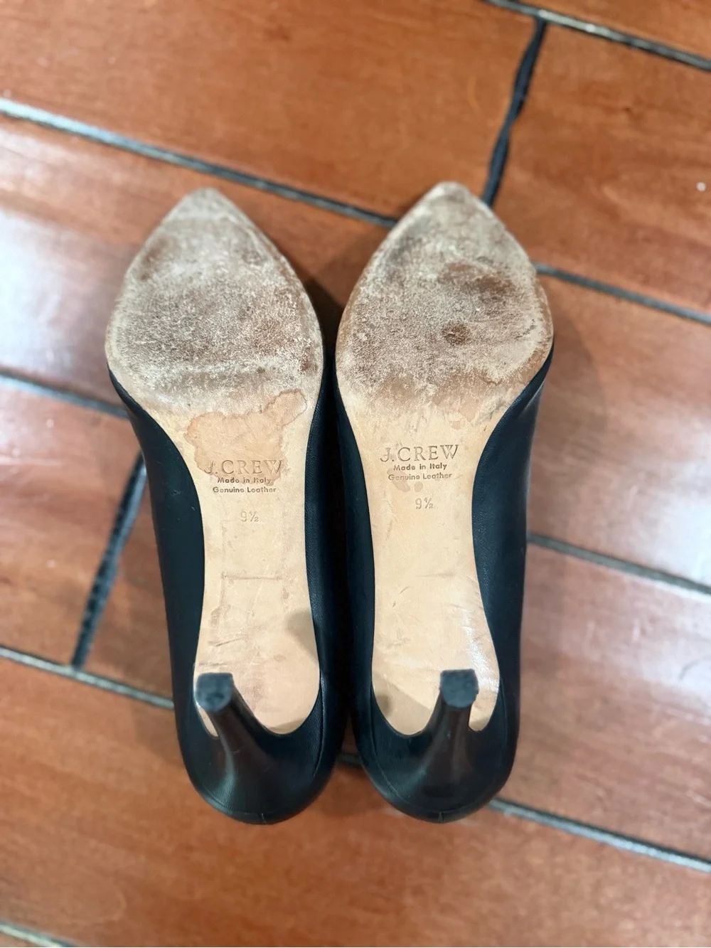 J. Crew Black Pointed-Toe Leather Pumps